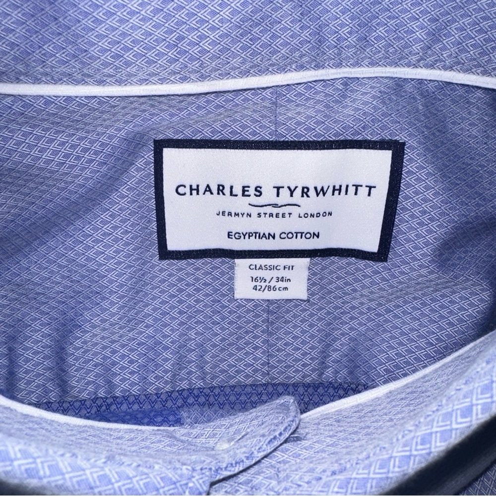 Charles Tyrwhitt Men's Light Blue Egyptian Cotton Classic Fit Shirt French Cuffs